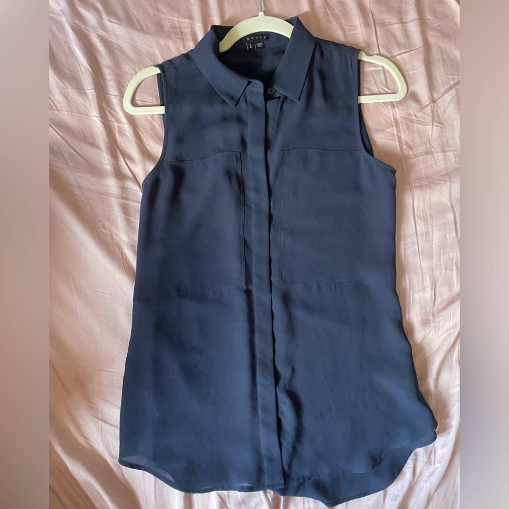 Theory navy blue blouse